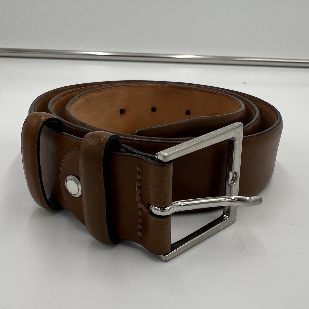 SUITSUPPLY Belt Men's 38"/95 Genuine Leather Brown Square Buckle Adjustable